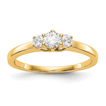 14K Yellow Gold 3-Stone Diamond Engagement Ring Mounting