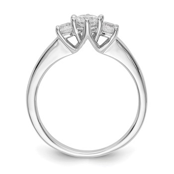 14K White Gold 3-Stone (Holds 3/8 carat (4.6mm) Round Center and (2-3.1mm) Round Sides) Engagement Ring Mounting — alternate view