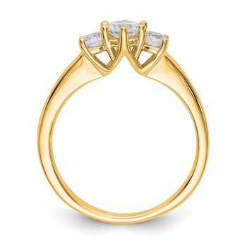 14K Yellow Gold 3-Stone (Holds 3/8 carat (4.6mm) Round Center and (2-3.1mm) Round Sides) Engagement Ring Mounting — alternate view