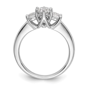 14K White Gold 3-Stone (Holds 1/2 carat (5.2mm) Round Center and (2-4.0mm) Round Sides) Engagement Ring Mounting — alternate view