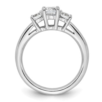 14K White Gold 3-Stone (Holds 1/2 carat (5.2mm) Round Center and (2-4.1mm) Round Sides) Engagement Ring Mounting — alternate view