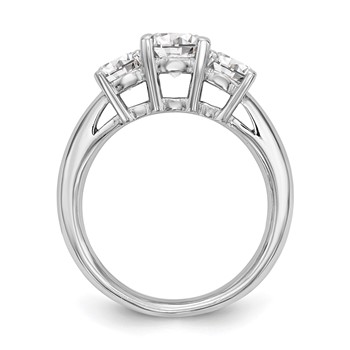 14K White Gold 3-Stone (Holds 1.5 carat (7.5mm) Round Center and (2-5.8mm) Round Sides) Engagement Ring Mounting — alternate view