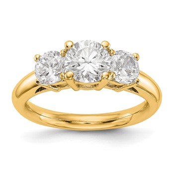 14K Yellow Gold 3-Stone Engagement Mounting
