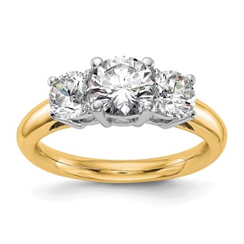 14K Two-tone 3-Stone Engagement Mounting