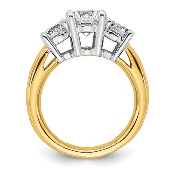 14K Two-tone 3-Stone (Holds 1.5 carat (7.5mm) Round Center and (2-5.8mm) Round Sides) Engagement Ring Mounting — alternate view