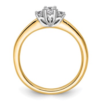 14K Two-tone 3-Stone (Holds 1/8 carat (3.20mm) Round Center and (2-2.5mm) Round Sides) Engagement Ring Mounting — alternate view