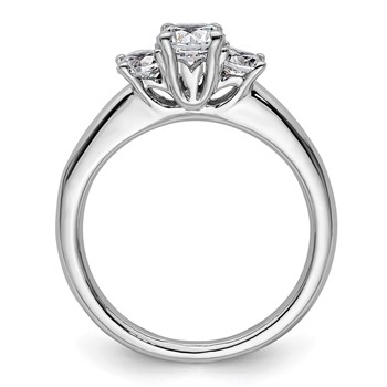 14K White Gold 3-Stone (Holds 1/2 carat (5.20mm) Round Center and (2-4.1mm) Round Sides) Engagement Ring Mounting — alternate view