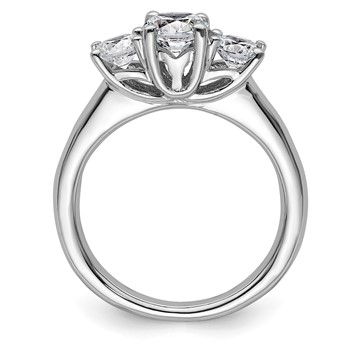 14K White Gold 3-Stone (Holds 3/4 carat (5.80mm) Round Center and (2-4.6mm) Round Sides) Engagement Ring Mounting — alternate view