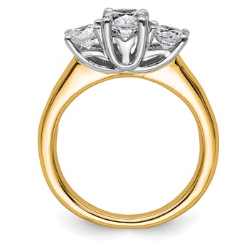14K Two-tone 3-Stone (Holds 3/4 carat (5.80mm) Round Center and (2-4.6mm) Round Sides) Engagement Ring Mounting — alternate view