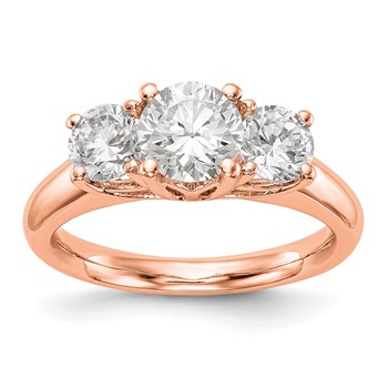 14K Rose Gold 3-Stone Engagement Mounting