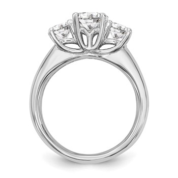 14K White Gold 3-Stone (Holds 1 carat (6.50mm) Round Center and (2-5.2mm) Round Sides) Engagement Ring Mounting — alternate view
