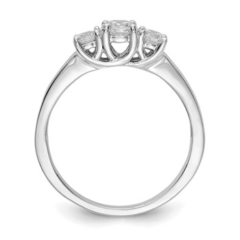 14K White Gold 3-Stone (Holds 1/4 carat (4.1mm) Round Center and (2-3.2mm) Round Sides) Engagement Ring Mounting — alternate view