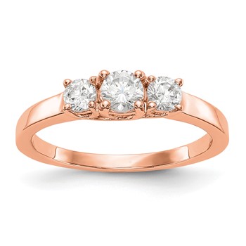 14K Rose Gold 3-Stone Diamond Engagement Ring Mounting