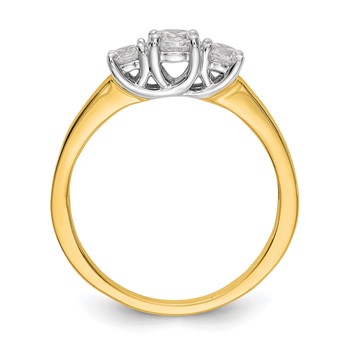 14K Two-tone 3-Stone (Holds 1/4 carat (4.1mm) Round Center and (2-3.2mm) Round Sides) Engagement Ring Mounting — alternate view
