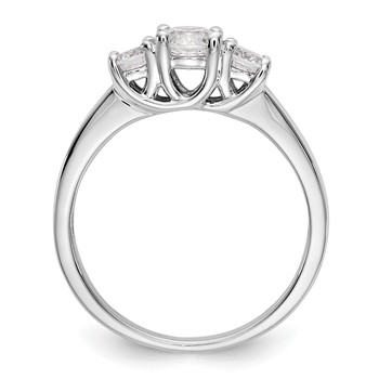14K White Gold 3-Stone (Holds 3/8 carat (4.6mm) Round Center and (2-3.7mm) Round Sides) Engagement Ring Mounting — alternate view