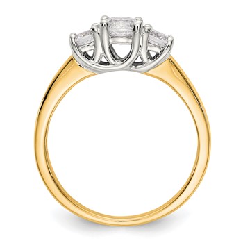 14K Two-tone 3-Stone (Holds 3/8 carat (4.6mm) Round Center and (2-3.7mm) Round Sides) Engagement Ring Mounting — alternate view