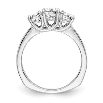 14K White Gold 3-Stone (Holds 1/2 carat (5.2mm) Round Center and (2-4.5mm) Round Sides) Engagement Ring Mounting — alternate view