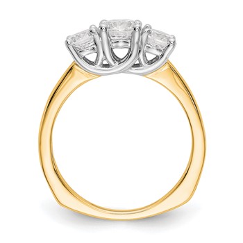 14K Two-tone 3-Stone (Holds 1/2 carat (5.2mm) Round Center and (2-4.5mm) Round Sides) Engagement Ring Mounting — alternate view