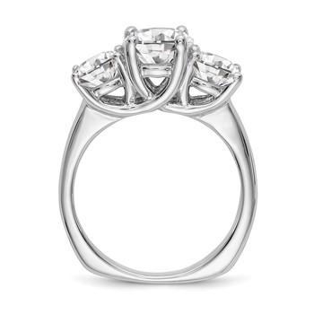 14K White Gold 3-Stone (Holds 1 carat (6.5mm) Round Center and (2-5.00mm) Round Sides) Engagement Ring Mounting — alternate view