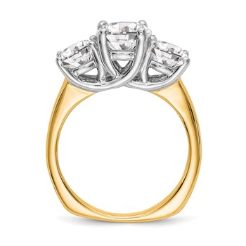14K Two-tone 3-Stone (Holds 1 carat (6.5mm) Round Center and (2-5.00mm) Round Sides) Engagement Ring Mounting — alternate view