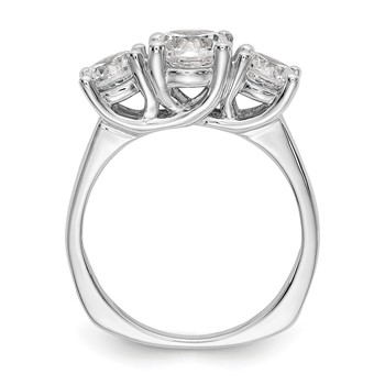 14K White Gold 3-Stone (Holds 1.25 carat (7.00mm) Round Center and (2-5.7mm) Round Sides) Engagement Ring Mounting — alternate view