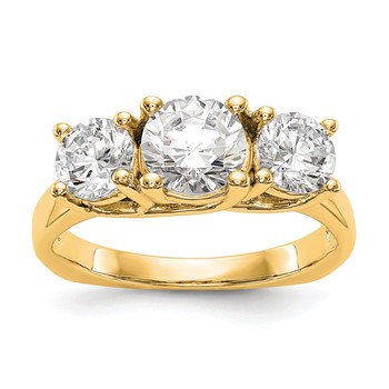 14K Yellow Gold 3-Stone Diamond Mounting Engagement Ring