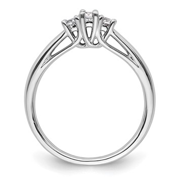 14K White Gold 3-Stone (Holds 1/8 carat (3.2mm) Round Center and (2-2.5mm) Round Sides) Engagement Ring Mounting — alternate view