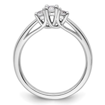 14K White Gold 3-Stone (Holds 1/6 carat (3.5mm) Round Center and (2-2.8mm) Round Sides) Engagement Ring Mounting — alternate view