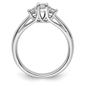 14K White Gold 3-Stone (Holds 1/4carat (4.1mm) Round Center and (2-3.2mm) Round Sides) Engagement Ring Mounting — alternate view