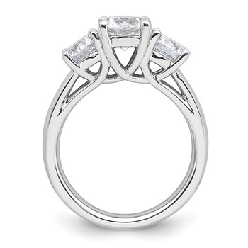 14K White Gold 3-Stone (Holds 1.25 carat (7.00mm) Round Center and (2-5.5mm) Round Sides) Engagement Ring Mounting — alternate view