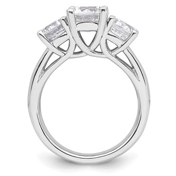 14K White Gold 3-Stone (Holds 1.5 carat (7.5mm) Round Center and (2-5.8mm) Round Sides) Engagement Ring Mounting — alternate view