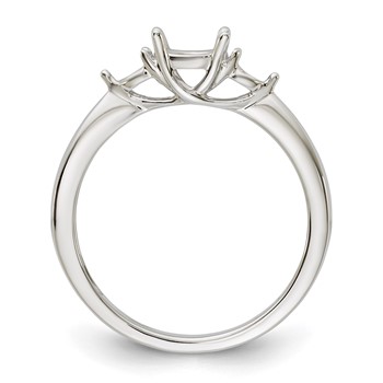 14K White Gold 3-Stone (Holds 5.8mm Round Center and (2-3.1mm) Round Sides) Engagement Ring Mounting — alternate view