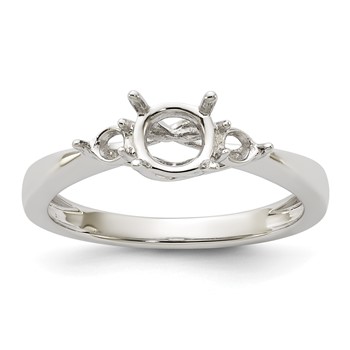 14K White Gold 3-Stone (Holds 5.8mm Round Center and (2-3.1mm) Round Sides) Engagement Ring Mounting