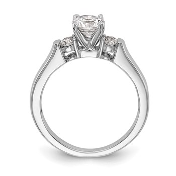 14K White Gold 3-Stone (Holds 3/4 carat (5.9mm) Round Center and (2-3.1mm) Round Sides) Engagement Ring Mounting — alternate view