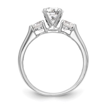 14K White Gold 3-Stone (Holds 1 carat (6.5mm) Round Center and (2-3.7mm) Round Sides) Engagement Ring Mounting — alternate view
