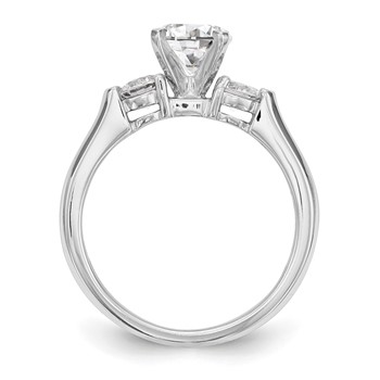 14K White Gold 3-Stone (Holds 1 carat (6.5mm) Round Center and (2-4.1mm) Round Sides) Engagement Ring Mounting — alternate view