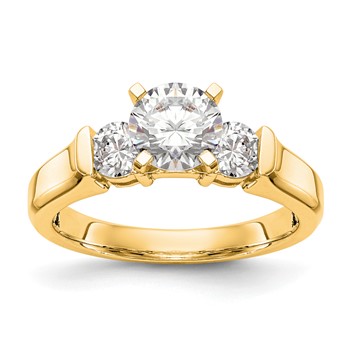 14K Yellow Gold 3-Stone Engagement Mounting