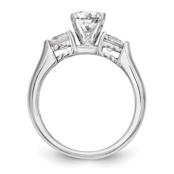 14K White Gold 3-Stone (Holds 1 carat (6.5mm) Round Center and (2-4.6mm) Round Sides) Engagement Ring Mounting — alternate view