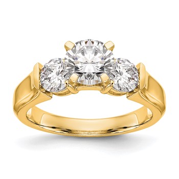 14K Yellow Gold 3-Stone Engagement Mounting
