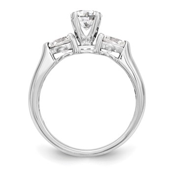 14K White Gold 3-Stone (Holds 1 carat (6.5mm) Round Center and (2-5.2mm) Round Sides) Engagement Ring Mounting — alternate view