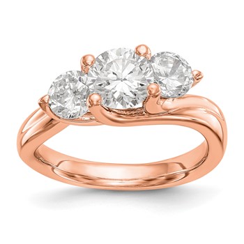 14K Rose Gold 3-Stone Engagement Mounting