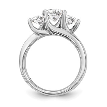 14K White Gold 3-Stone (Holds 1 carat (6.5mm) Round Center and (2-5.2mm) Round Sides) Engagement Ring Mounting — alternate view