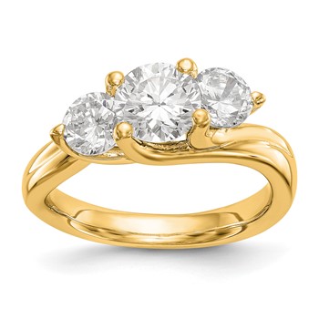 14K Yellow Gold 3-Stone Engagement Mounting