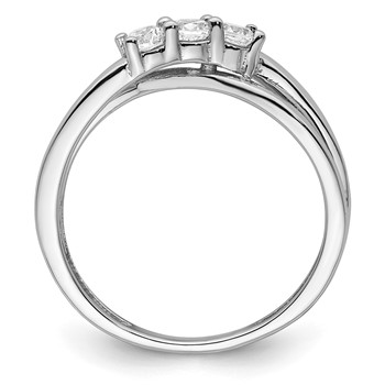 14K White Gold 3-Stone (Holds 1/10 carat (3.00mm) Round Center and (2-3.00mm) Round Sides) Engagement Ring Mounting — alternate view