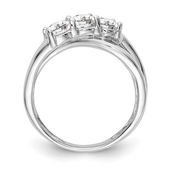 14K White Gold 3-Stone (Holds 1/3 carat (4.5mm) Round Center and (2-4.3mm) Round Sides) Engagement Ring Mounting — alternate view
