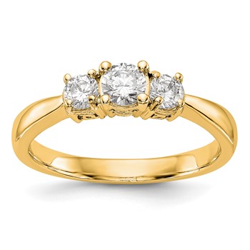 14K Yellow Gold 3-Stone Diamond Engagement Ring Mounting