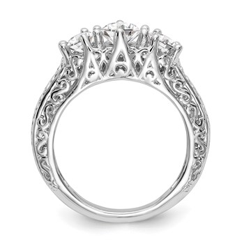 Platinum 3-Stone Diamond Engagement Ring Mounting — alternate view