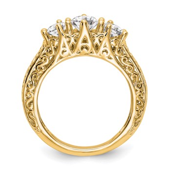 14K Yellow Gold 3-Stone Diamond Engagement Ring Mounting — alternate view