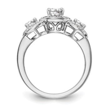 14k White Gold 1 1/3 carat Lab Grown Diamond VS/SI+ G+ Complete Three Stone Engagement Ring — alternate view