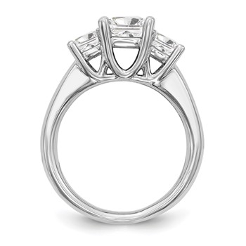 14K White Gold 3-Stone (Holds 1.5 carat (6.4mm) Princess Center and (2-5.00mm) Princess Sides) Engagement Ring Mounting — alternate view